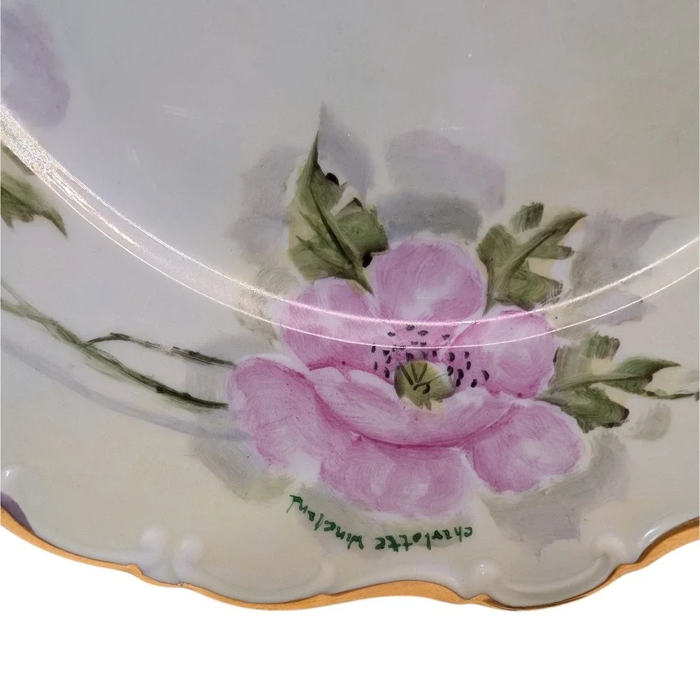 Seltmann Weiden Dinner Plate Floral Hand Painted‎ Bavaria West Germany Signed